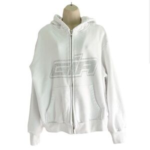 I Am Gia Kasen White Rhinestone Logo Jacket